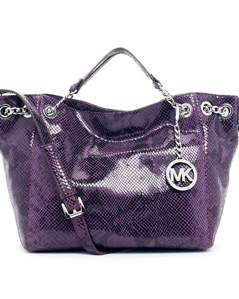 michael kors purple tote chain|Michael Kors bag with chain.